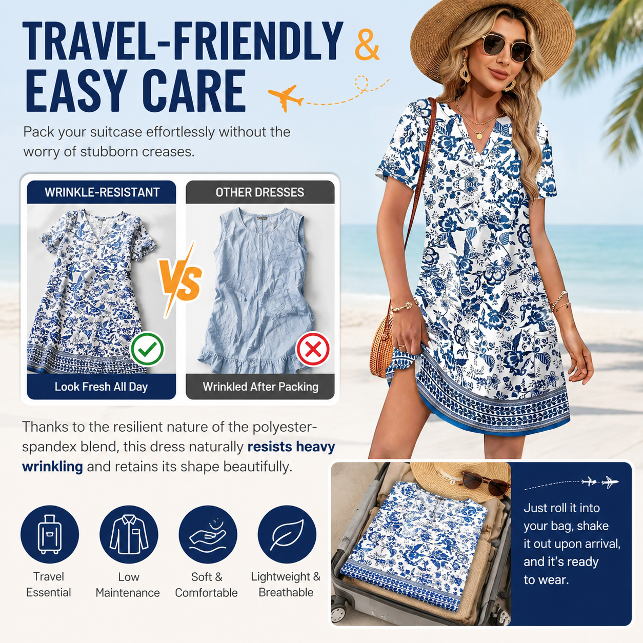2026！ Women's  Casual Summer V-Neck  Short-Sleevet Dress