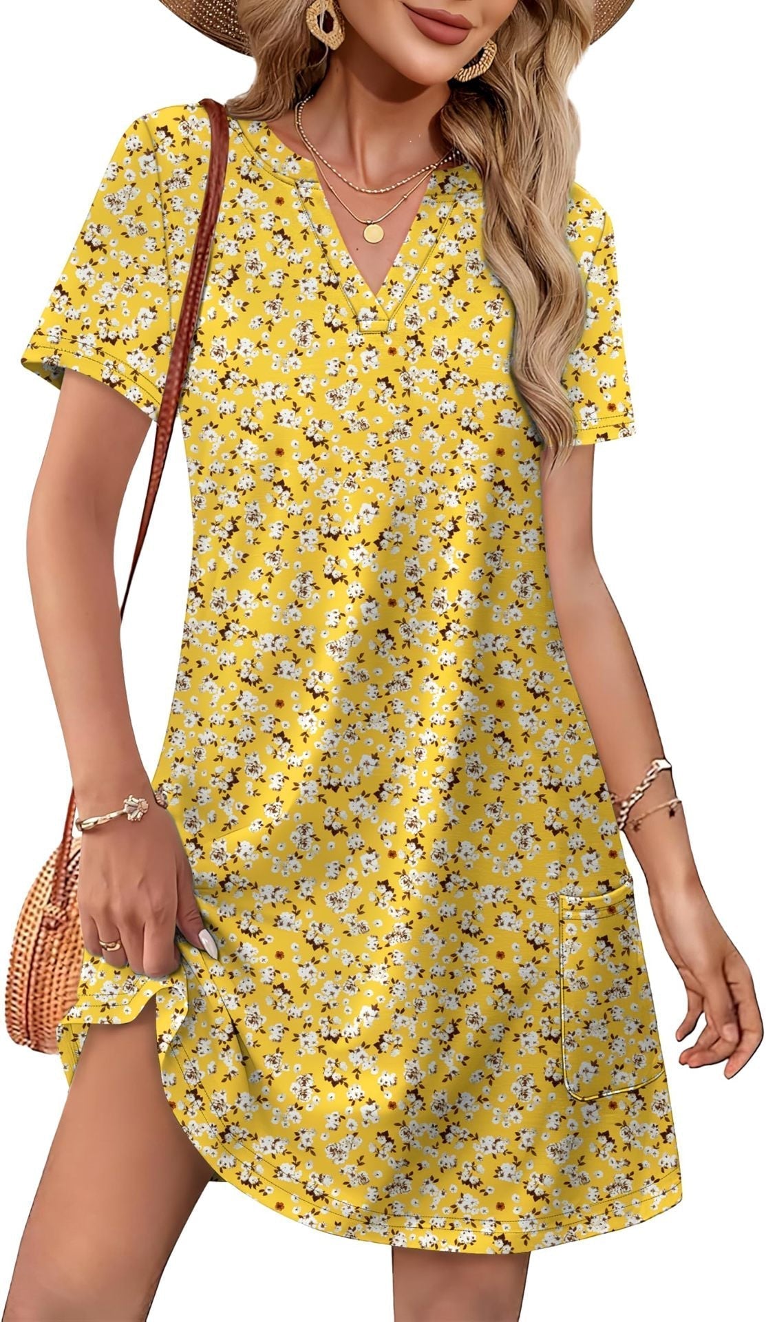2026！ Women's  Casual Summer V-Neck  Short-Sleevet Dress